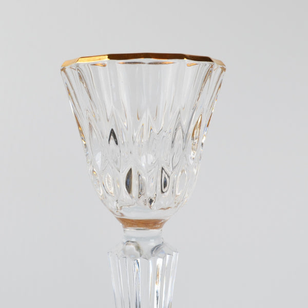 Pair of Crystal Candlesticks, Gold Rim 7" Taper Candle Holders Lead Crystal