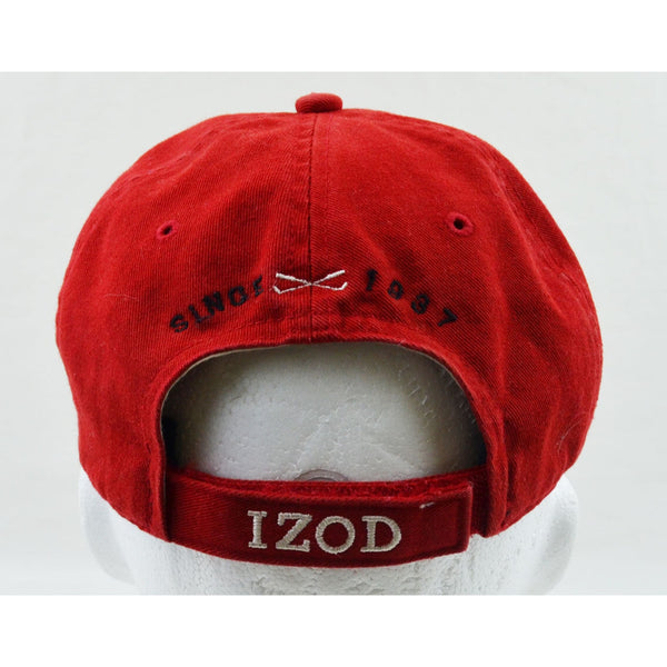 Izod Golf Hat Baseball Cap Red Embroidered front Logo and Back