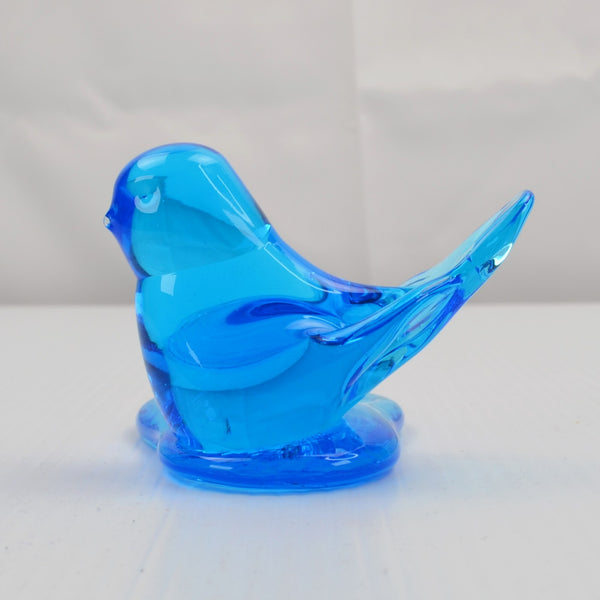 Blue Bird of Happiness Art Glass Votive Candle Holder Signed Leo Ward 1994