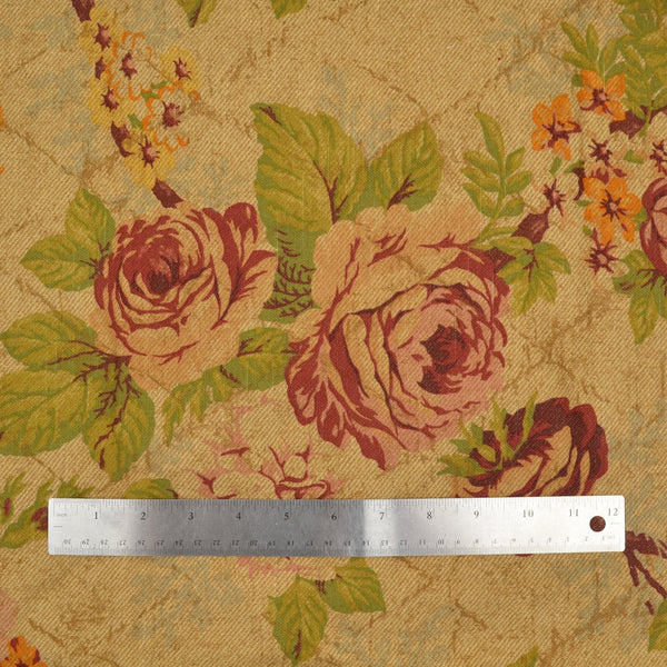 Covington Eleanors Garden Rose Olive Green Drapery Fabric Valerie-64 Remnant 26"