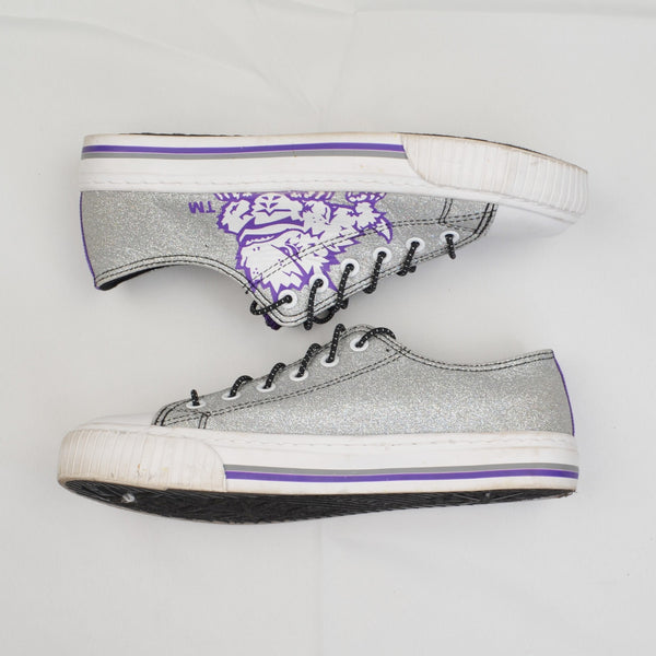 Foco TCU Horned Frogs Glitter Purple/Silver Sneakers Womens Size 9 - Lock Laces