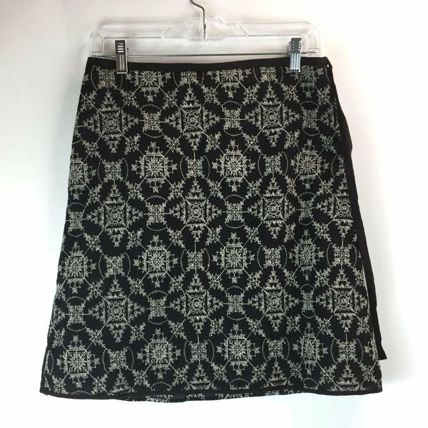 Studio M Womens Skirt - Size 2P - Petite - Black with White Geometric Pattern