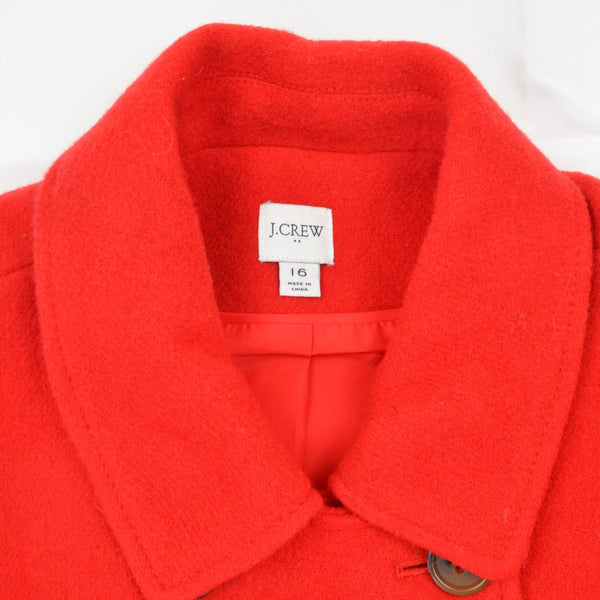 J. Crew Women’s Red Peacoat Wool Blend Size 16 Double Breasted Stadium Coat