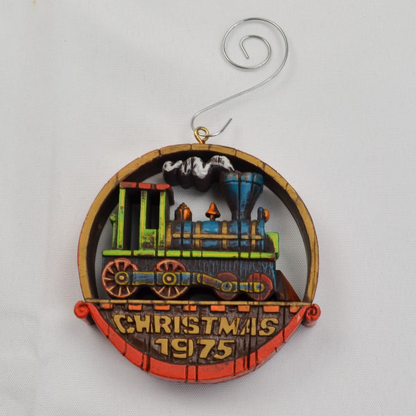 Vintage Hallmark Train Steam Engine 1975 Christmas Tree Ornament 3” Rustic