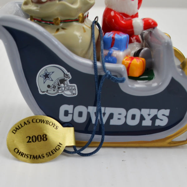 Danbury Mint Dallas Cowboys NFL Christmas Ornament Santa Sleigh 2008 - In Box