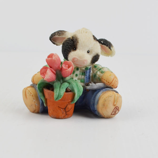 Mary’s Moo Moos “Bloom Where You Are Planted” 1994 Enesco Cow Flowers Figurine