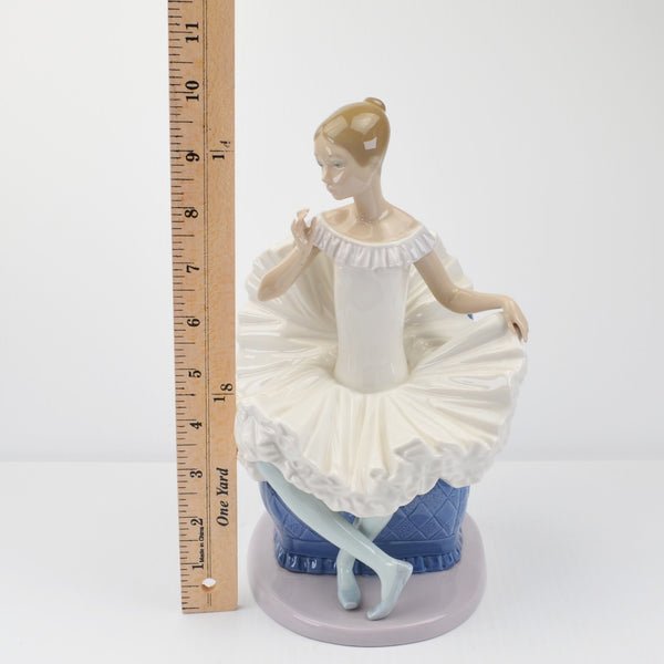 Lladro NAO Ballerina Figurine Sitting In A Large Blue Chair - Signed - Spain