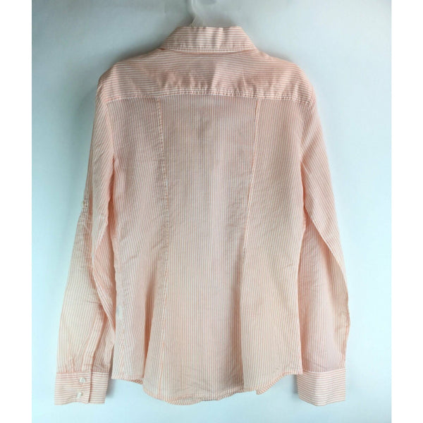Cremieux Womens Peach Striped Shirt - Long Sleeves - Size 4 - Cotton Silk
