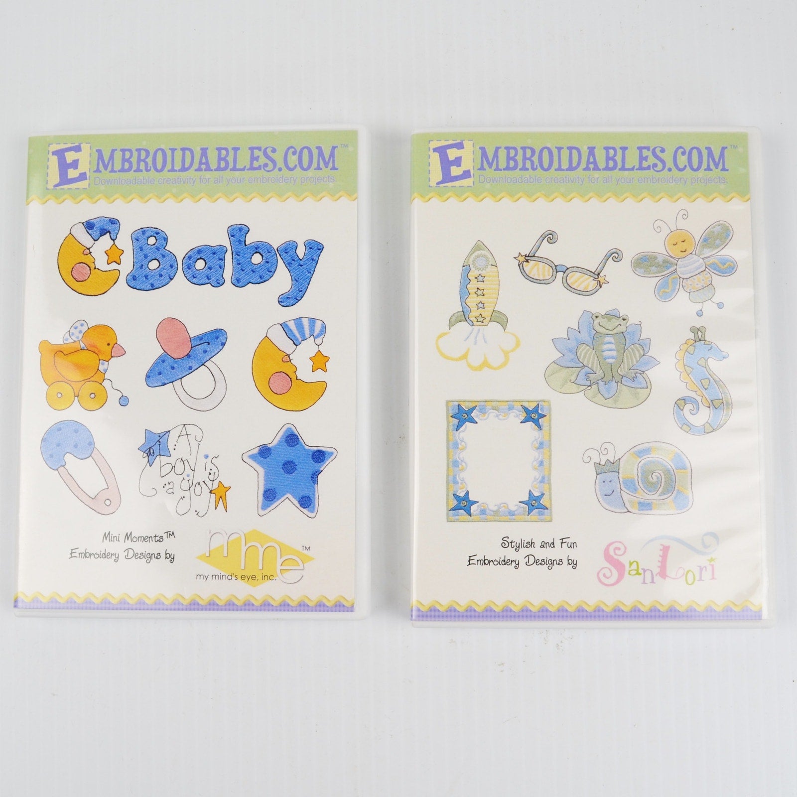 Baby Boy Embroidery Designs Lot of 2 CDs by San Lori, My Minds Eye - Blue Baby