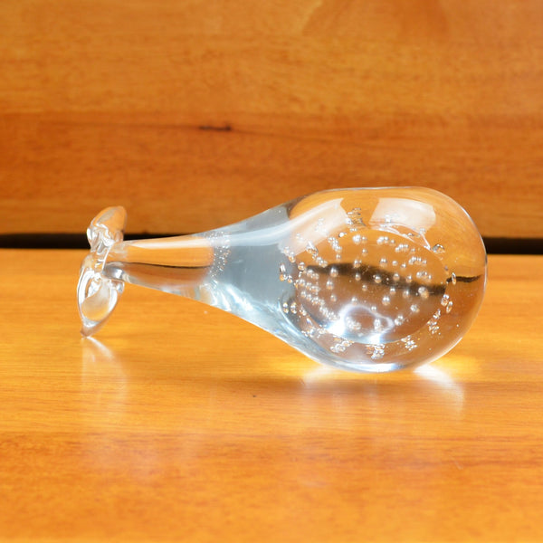 Vintage Blown Art Glass Whale Figurine Paperweight - Bubbles, Flat  Bottom