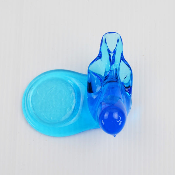 Blue Bird of Happiness Art Glass Votive Candle Holder Signed Leo Ward 1994