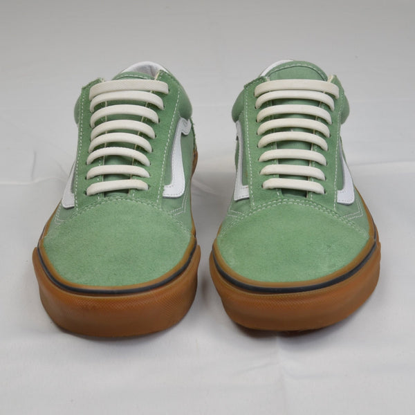 Vans Old Skool Gum Sole Sneakers Green Suede Elastic Shoelaces Men 8.5 Women 10