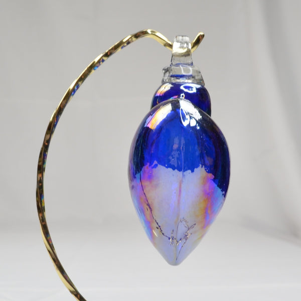 Blown Art Glass Heart Figurine Iridescent Purple Ornament Large Murano Style 4"