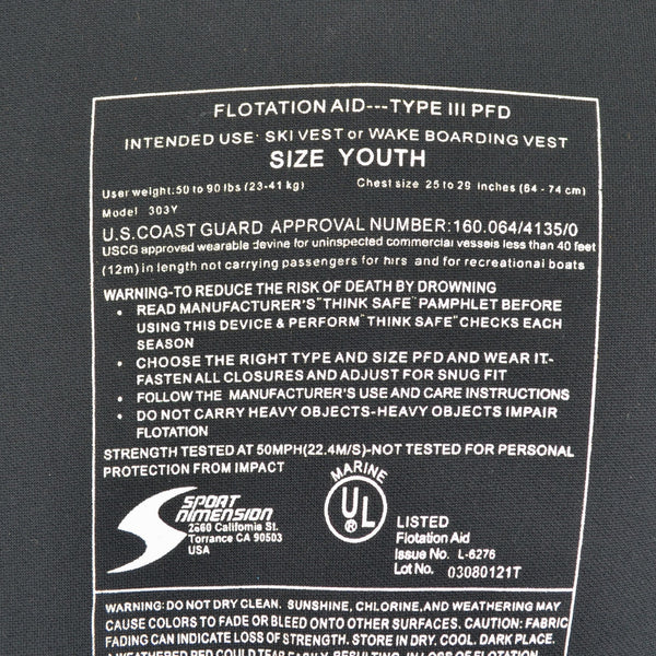 Speedo Youth Flotation Life Jacket Vest PFD Kids 50-90 lbs. Blue/Gray - EUC
