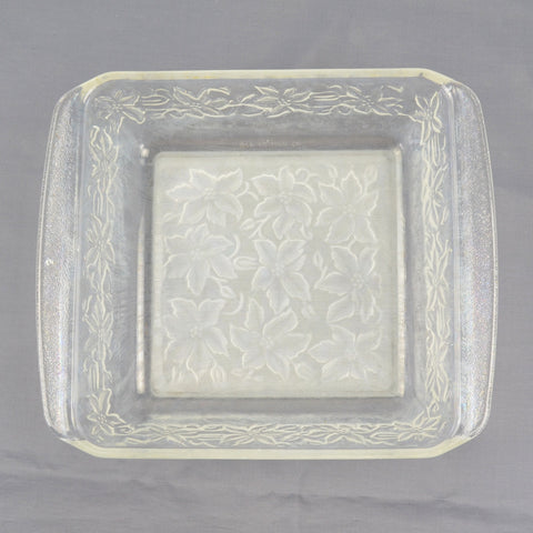 Princess House Fantasia Glass Square Dish 8"  x 8" Poinsettia Square Baking Dish