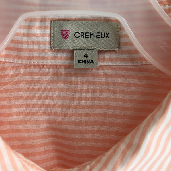 Cremieux Womens Peach Striped Shirt - Long Sleeves - Size 4 - Cotton Silk