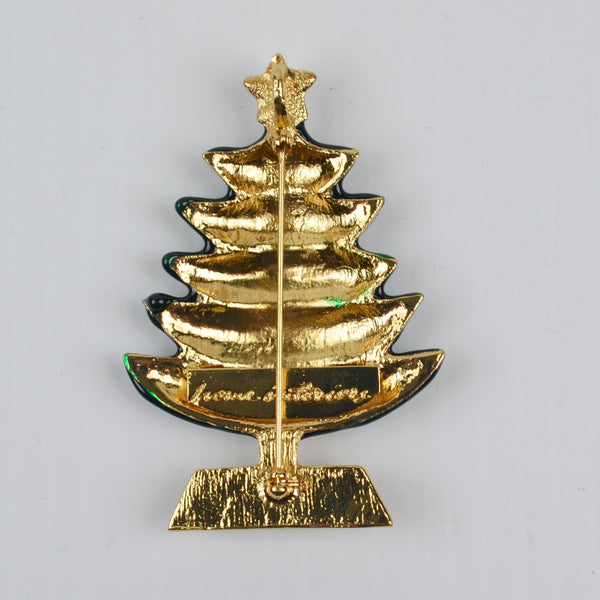 Christmas Tree Brooch - Green Enamel Tree Scarf Pin, Pendant - Home Interiors