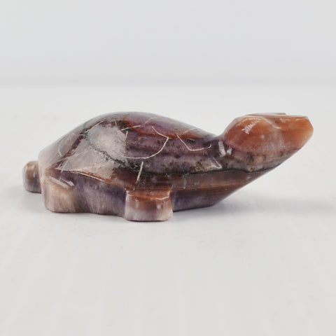 Vintage Hand Carved Marble Stone Sea Turtle Figurine Carving - Purple 2.75"