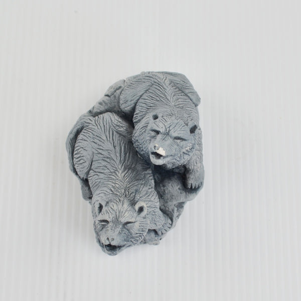 Howling Wolf Wolves Sculpture Figurine Mt. St. Helens Volcanic Ash - Artisan