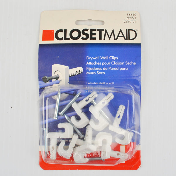 ClosetMaid Wall Clips For Drywall Anchors Back Wall White 7 Pkgs 49 Clips 6610