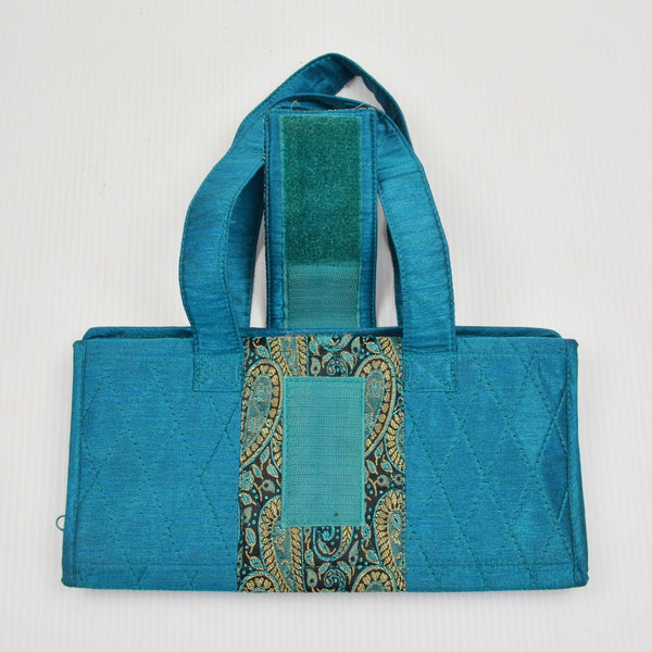 Yazzii Fold-Up Turquoise Fabric Travel Organizer Case Craft Storage Bag 4 Zip