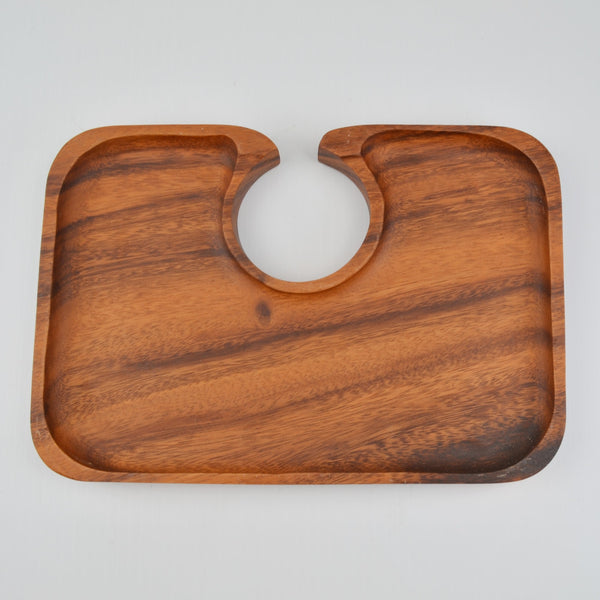 Acacia Wood Canape Tray 10" Hors d'oeuvre Cocktail Party Wine Holder - Set of 4