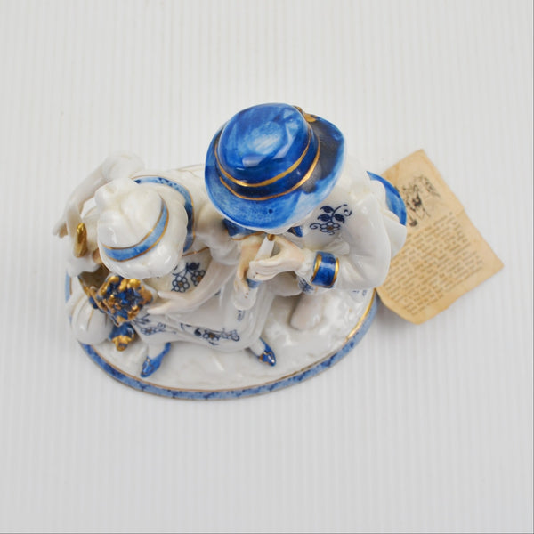 Vintage Vienna Woods By Mann Fine China Figurine Girl Goat Boy Flute Japan Tags