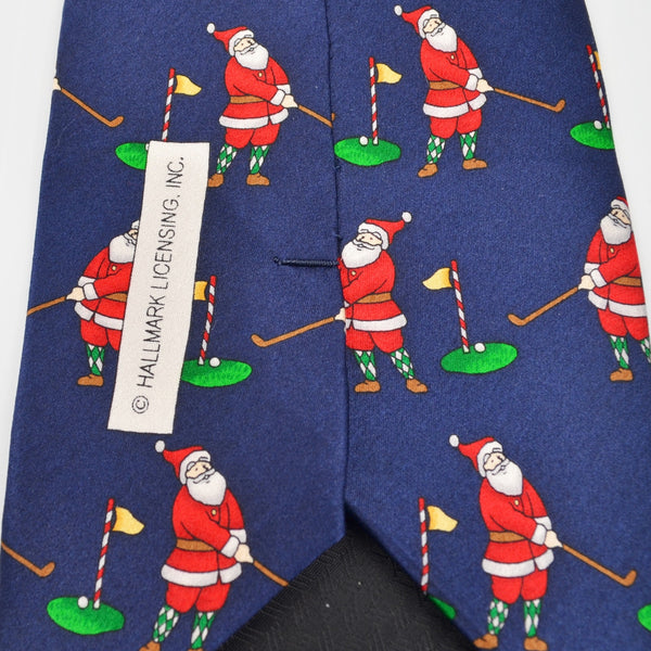 Hallmark Holiday Traditions Mens Necktie Silk Christmas Tie - Santa Golf Party