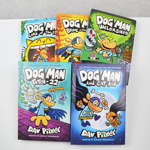 Dog Man by Dav Pilkey - Lot of 5 Books - Cat Kid, Fetch-22, Unleashed, Fleas