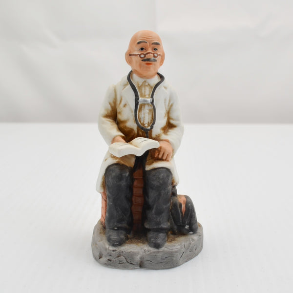 Vintage Ayerst Doctor Sitting Figurine - Medical Bag, Pharmacist Old Doctor Book