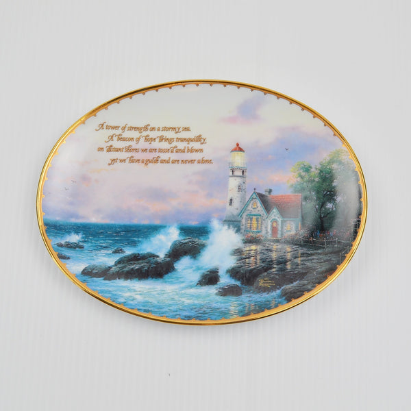 Thomas Kinkade "Beacon of Hope" 1997 Bradford Exchange Oval Wall Plate # 8418A