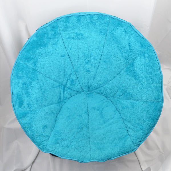 Turquoise Soft Cozy Saucer Chair - 30" Diameter - Removable Cover, Folds Flat