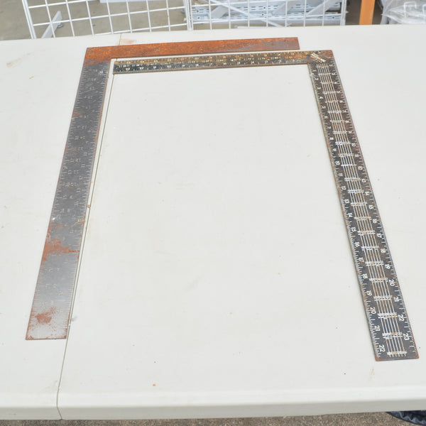 2 Vintage Square Rulers - Master Mechanic Made in USA - Some Rusty