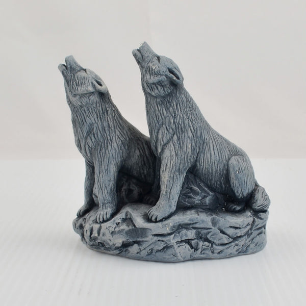 Howling Wolf Wolves Sculpture Figurine Mt. St. Helens Volcanic Ash - Artisan