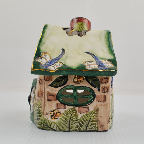 Blue Sky Clayworks, Signed by Heather Goldminc - Dragonfly Meadow Tea Light 5.5”