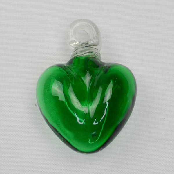 Blown Art Glass Heart Figurine Green Ornament Pendant - Small Murano Style 2.5"