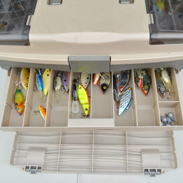 Plano Multi-Drawer Guide Series Fishing Tackle Box - With Lures, Tackle - Gray