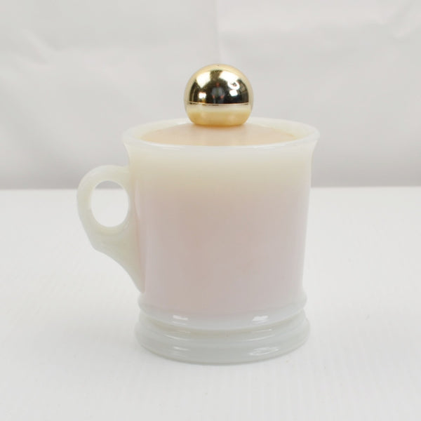 Iron Horse Shaving Mug Train Engine Vintage Milk Glass Complete Avon After Shave