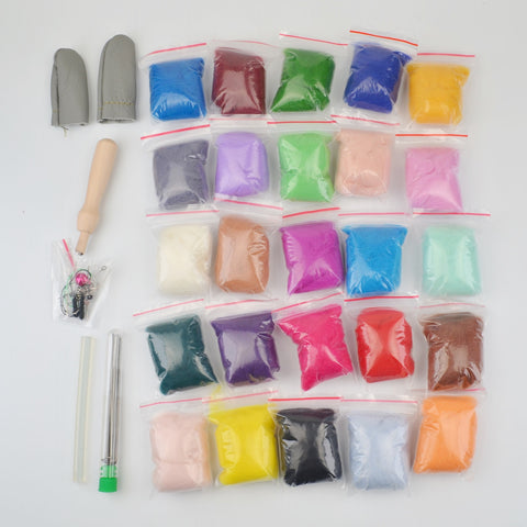 Needle Felting Starter Kit Wool Felt Tool 25 Colors of Roving Wool for DIY Craft