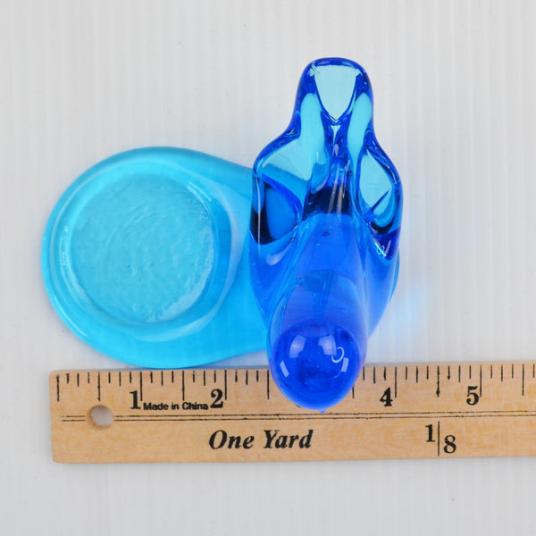 Blue Bird of Happiness Art Glass Votive Candle Holder Signed Leo Ward 1994