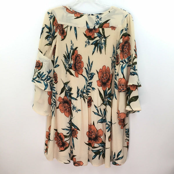 Loveriche Womens Blouse - Beige Floral Tunic Top - Size M