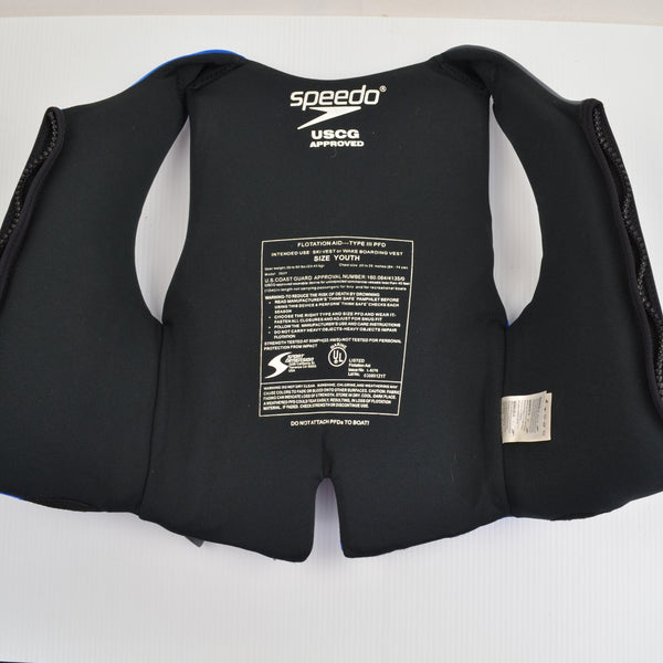 Speedo Youth Flotation Life Jacket Vest PFD Kids 50-90 lbs. Blue/Gray - EUC