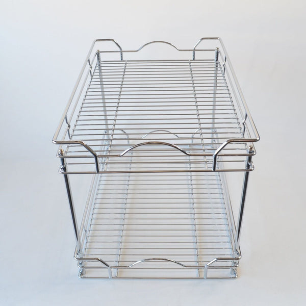 Pull Out Cabinet Organizer 14"Wx 21"D , 2 Tier Slide Out Kitchen Cabinet Shelves