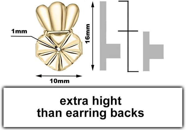 3 Pairs Earring Back Large Earring Lifters Back for Droopy Ear Heavy Support