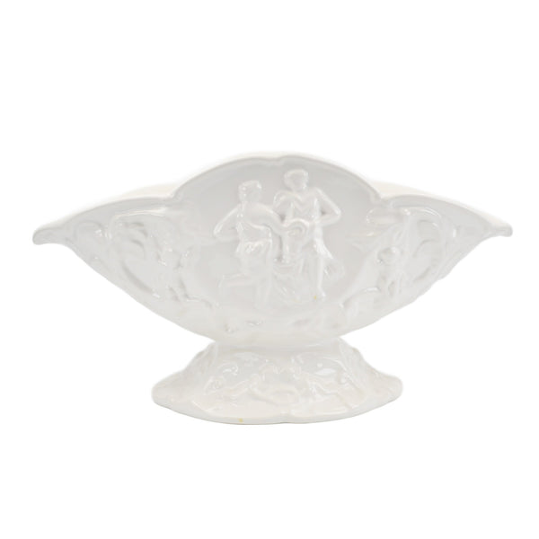 ELPA Alcobaca Pedestal Fruit Bowl Baroque Style Large 17” White Ceramic Portugal
