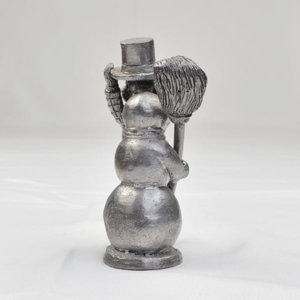 Pewter Boy Building Snowman Sculpture Figurine by Michael Ricker 1983 4.5"