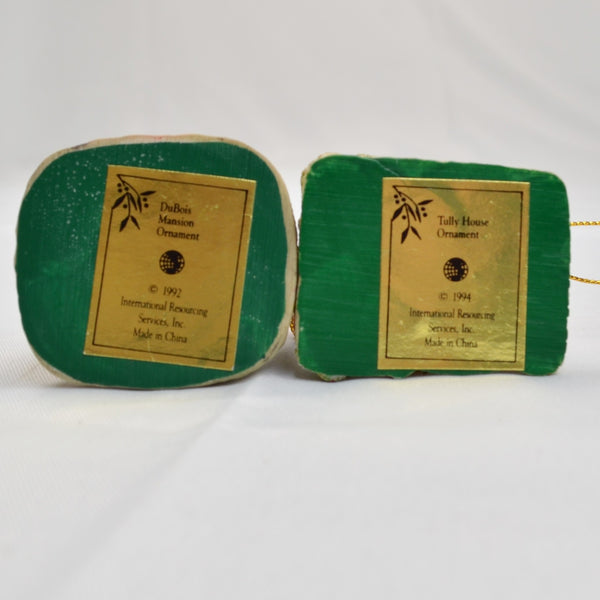 Set of 2 Vintage Christmas Village Ornaments - DuBois Mansion, Tully House 2"