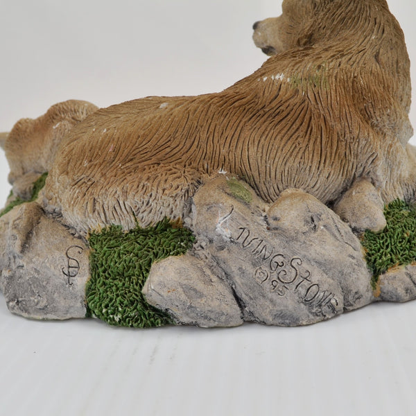 Living Stone Wolf Family Figurine 1995 Wolf Pup Shell Game Wildlife Decor