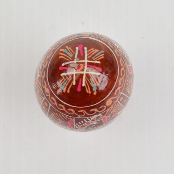 Hand Painted Wooden Egg with Stand Floral Geometric Design 2 1/2"