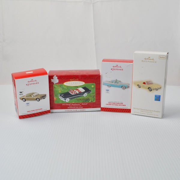 Hallmark Classic Car Lot of 4  Keepsake Christmas Ornaments Ford Mustang, Buick